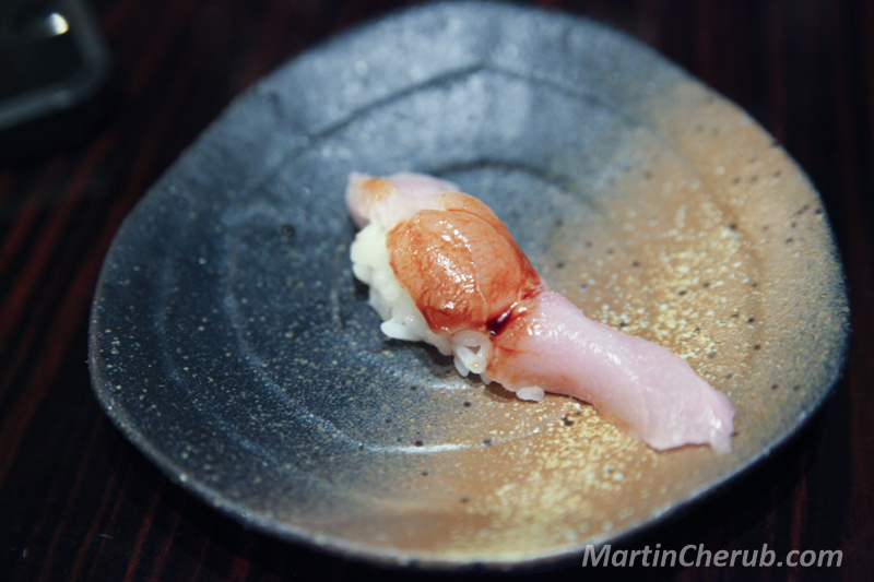 Amaebi nigiri — sweet shrimp