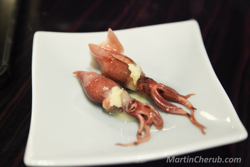 Baby squid stuffed and whole