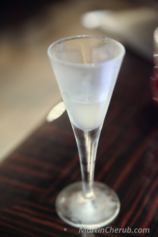 A glass of chilled sake