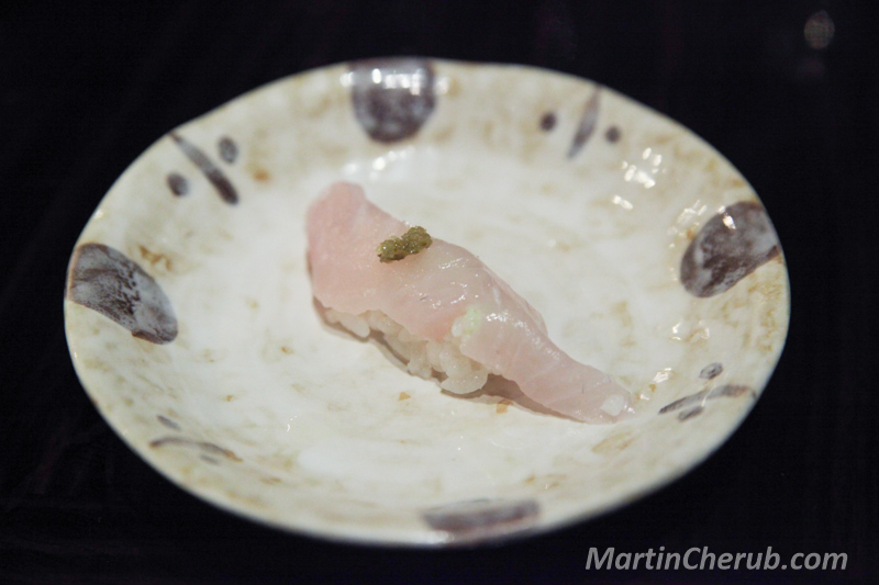 Nigiri with a dab of fresh wasabi